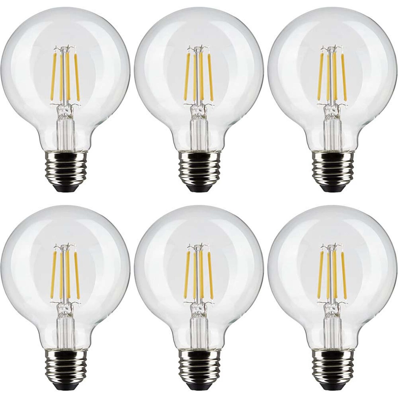 6Pk - Satco 6w G25 Globe Filament LED 3000K Medium Base Dimmable - 60w equiv